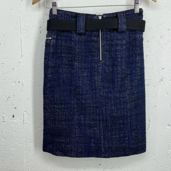 Marc by Marc Jacobs Size O Navy Blue Tweed Lined Pencil Skirt - Picture 2 of 5